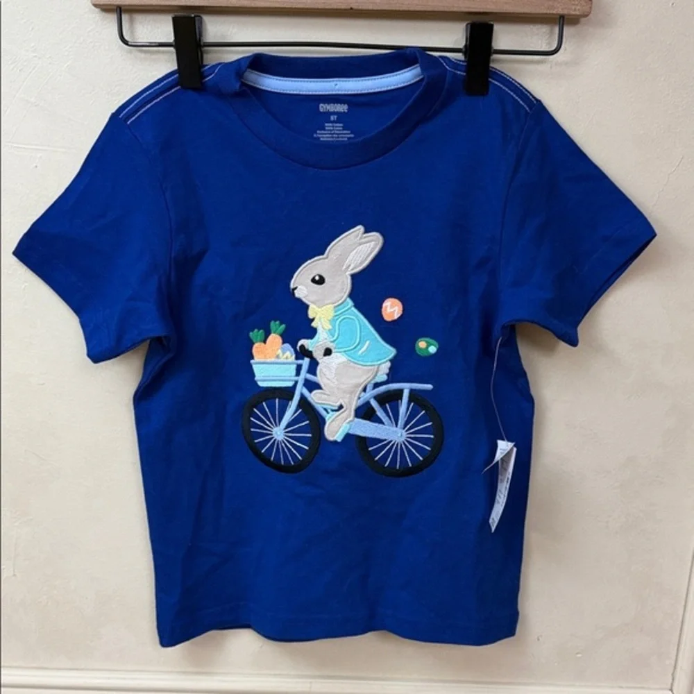New! Gymboree Boys Embroidered Bunny Top - Garden Party - Blue